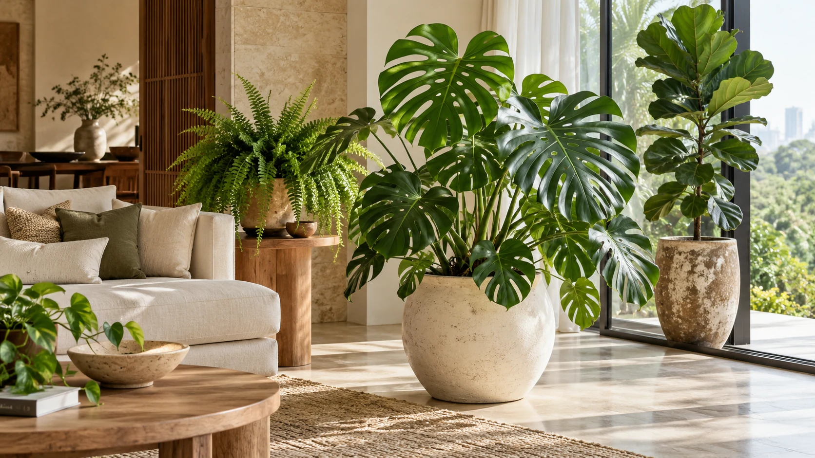 Plants styled in a welcoming home